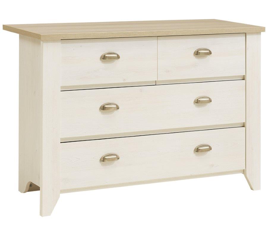 Len 4 Drawers Chest Whitewashed Cherrywood And Grey Oak